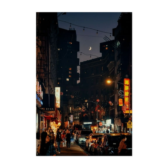 Moonlit Chinatown 01 - Manhattan New York Photography Unframed Wall Art Print 5 x 7 inches
