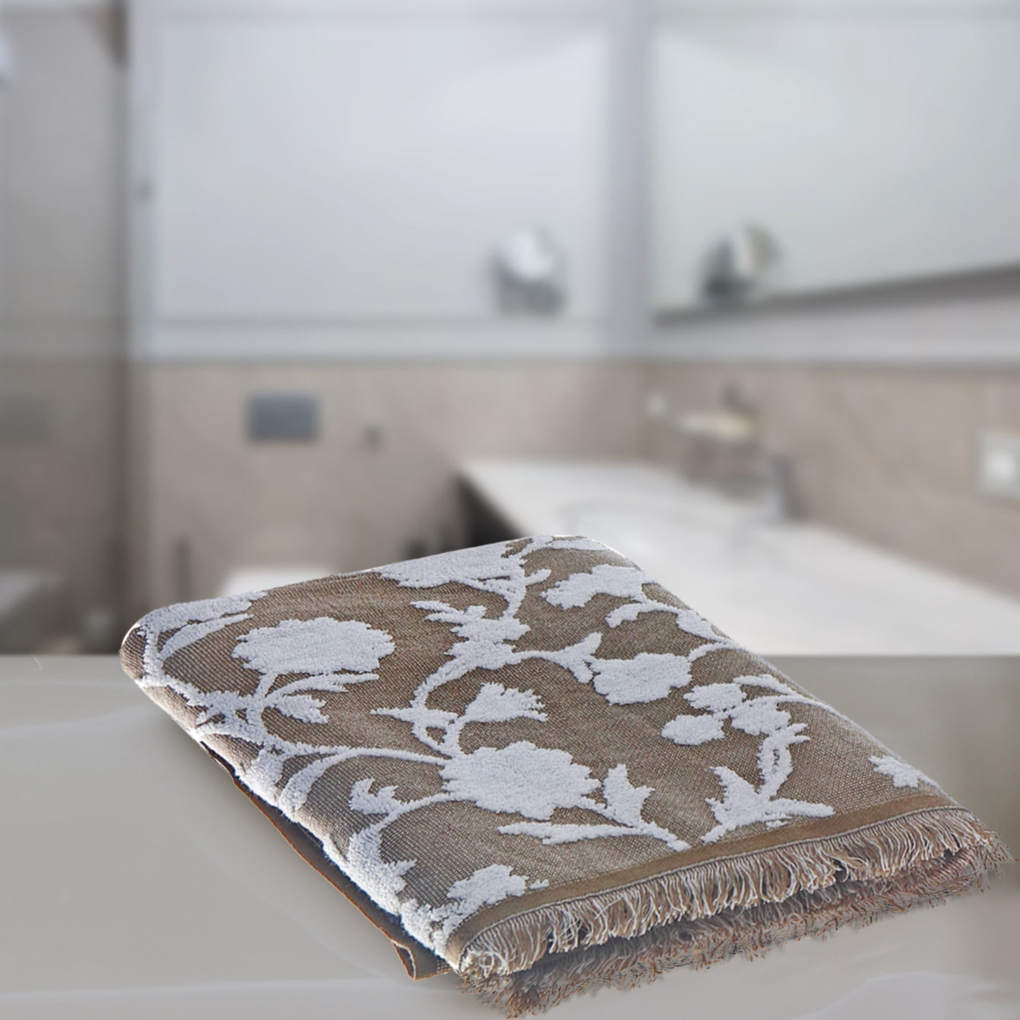 Masion Concepts Cameron Bath Towel 27" X 50" Taupe ,Taupe,Cotton, 27 L x 50 W x 1 H