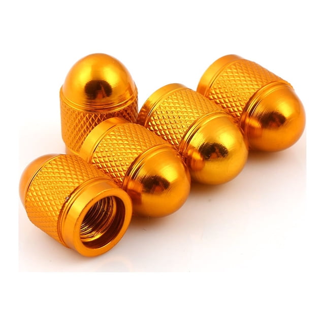 Tapa de válvula Tapa de válvula de neumático de automóvil Tapa de válvula de neumático de automóvil de aleación de aluminio elástica * 5 piezas (Oro