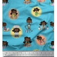 thumbnail image 1 of Soimoi Blue polyester Crepe Fabric Circle,Cook & Working Girl Printed Craft Fabric by the Yard 52 Inch Wide, 1 of 3
