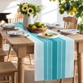 thumbnail image 3 of Burlap Table Runner 36 Inches Long, Gradient Turquoise White Stripes Non-Slip Kitchen Table Runners for Dining Room Everyday Use Party Table Decorations Ombre Abstract Art, 3 of 9