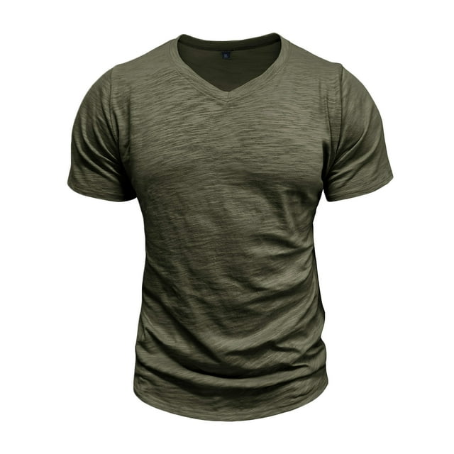 Blusas y camisas de manga corta con cuello en V para hombre, blusas casuales de moda con cuello en V, color liso, de manga corta, blusas, camisas, blusas para hombre