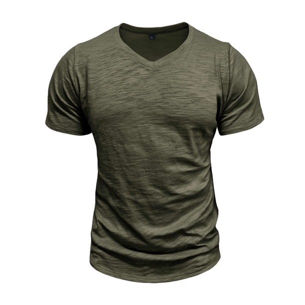 Blusas y camisas de manga corta con cuello en V para hombre, blusas casuales de moda con cuello en V, color liso, de manga corta, blusas, camisas, blusas para hombre