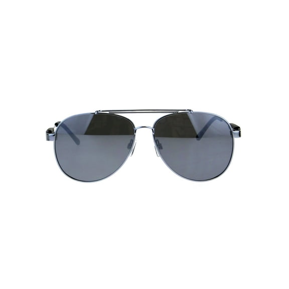 Mens Classic Retro Trendy Flat Top Clip Bridge Officer Pilots Sunglasses Silver Mirror