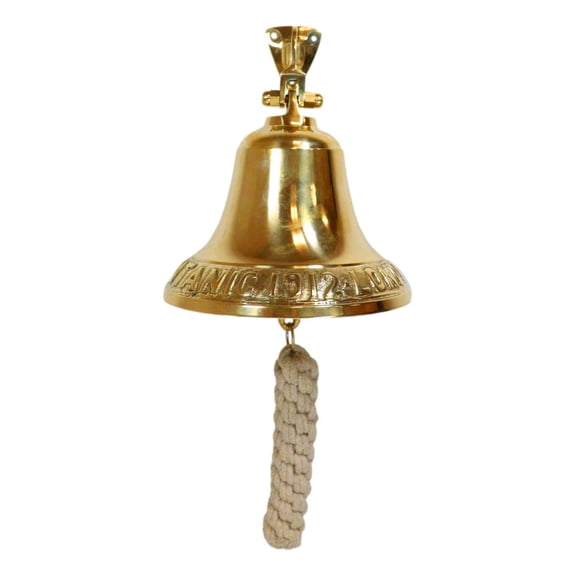 Marine Antiqued Solid Polished Brass RMS Titanic Wall Dinner Bell With Lanyard