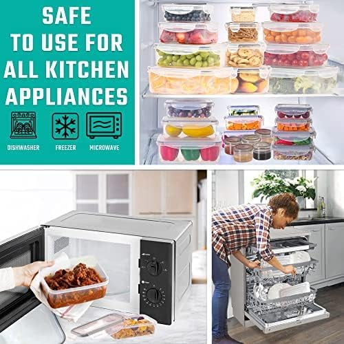 ROCKBERRY 50 Pcs  Food Storage Container with Lids Airtight & Leakproof, plastic containers (20 Stackable Boxes-20 Lids)