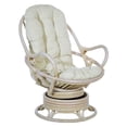 thumbnail image 1 of Lanai Rattan Swivel Rocker Chair in Linen White Fabric with White Wash Frame, 1 of 9