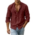 thumbnail image 3 of ZUBKTE Mens Button Down Shirt Casual Long Sleeve Shirts | Spread Collar, Hippie Beach Tops, Solid Color, Summer Beach Wedding, Shirts for Men, 3 of 9
