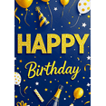 thumbnail image 3 of Blue Background Happy Birthday Banner with Golden Balloons Party Hats Gifts Champagne Party Supplies Photography Props Birthday Decoration Party Decorations Backdrop, 3 of 7