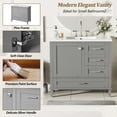 thumbnail image 6 of 36-inch Bathroom Vanity with Ceramic Sink, Soft-Close Door & 3 Drawers - Solid Pine Wood Modern Storage Cabinet for Small Space, Easy Assembly & Overflow Protection, 6 of 9