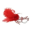 thumbnail image 2 of Xfvqtps Mardi Gras Mask for Women Masquerade Masks Half Face Feather Rhinestone Hollow out Carnival Mask for Makeup Performance Ball Party Red, 2 of 6