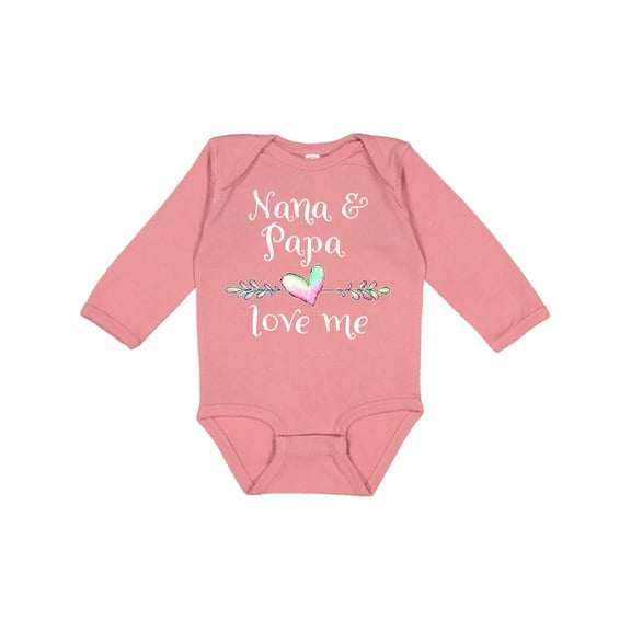 Inktastic Nana and Papa Love Me Heart Grandchild Boys or Girls Long Sleeve Baby Bodysuit