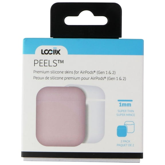 Logiix Peels Silicone Skins for Apple AirPods Gen 1 & 2 - Pink & White 2 Pack