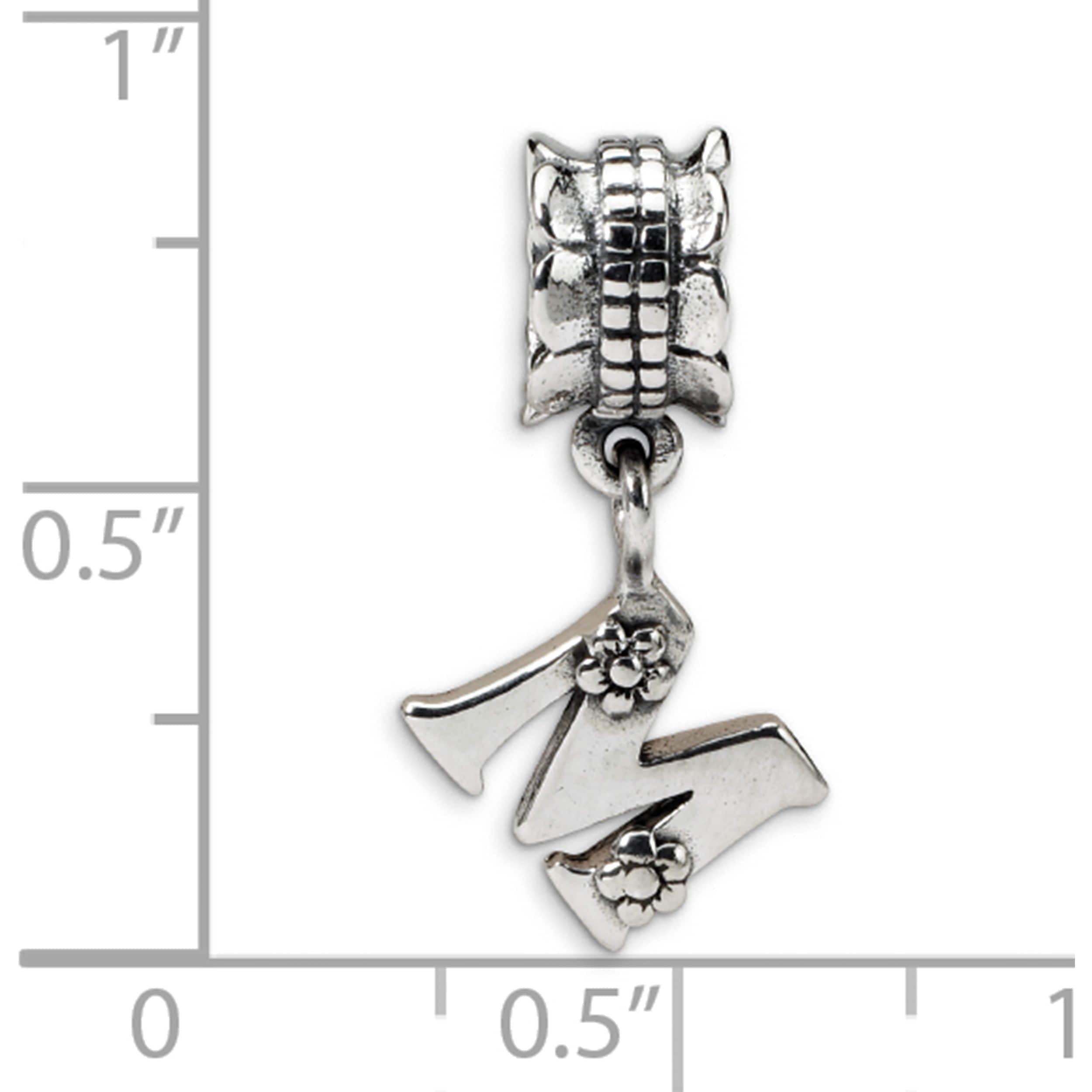 Sterling Silver Reflections Letter M Dangle Bead (19.09 X 8.18) Made In Thailand qrs1400m
