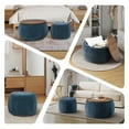 thumbnail image 6 of Aukfa 2pc Round Storage Ottoman, Chenille Upholstered Pouf Foot Rest Stools, Coffee End Table for Living Room, Bedroom, Dorm, Blue, 6 of 8