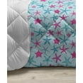 thumbnail image 3 of Aquarium Down Alternative Comforter, Starfishes Illustration Designed with Various Pattern Marine Art Image, Microfiber Quilt for All Season, 5 Sizes, White and Persian Blue, by Ambesonne, 3 of 3