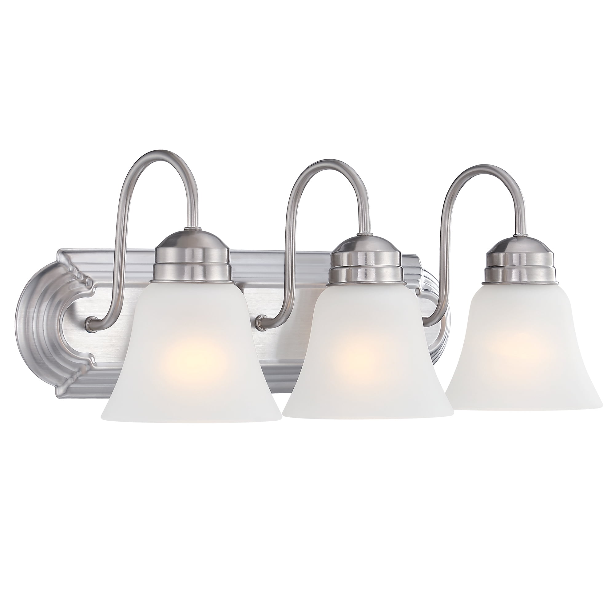 18.79" 3-Light Brushed Nickel Bathroom Vanity Light Fixtures