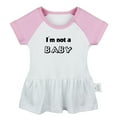 thumbnail image 5 of Pack of 2, Baby Bear & I'm Not A Baby Funny Dresses For Baby, Newborn Babies Skirts, Infant Princess Dress, Toddler Frocks (Pink Raglan Dresses, 6-12 Months), 5 of 5