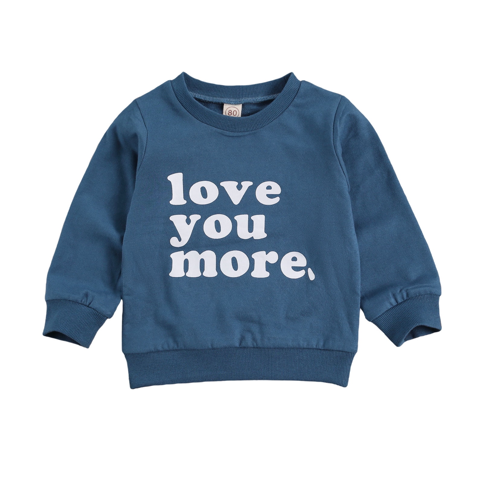 Black, 3-4 Years Toddler Baby Boy Girl Sweatshirt Long Sleeve Printed Love You More Tops Fall Winter Pullover Shirts Clothes 
