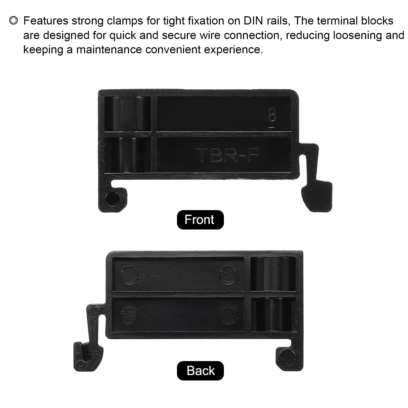 Uxcell Terminal Blocks 80 Pack TBR-F Rail Mount Fuse Holder Screw Terminal Block Wire End Bracket Stopper Din Rail Screw for DIY Electronic Circuits Machine Appliances, Black
