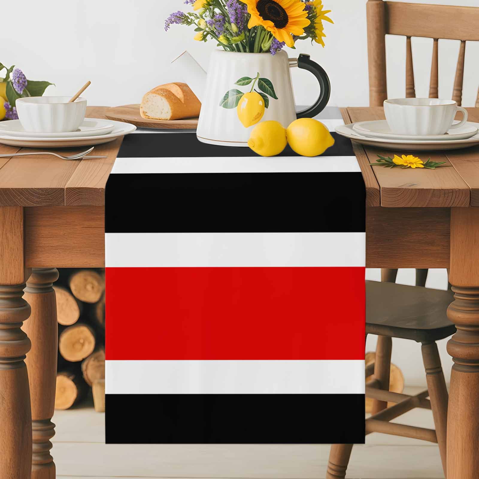 Red Black Grey Stripes Table Runner 90 Inches Long, Modern Geometric Pattern Table Runners Tabletop Scarf Kitchen Dining Tables Decoration for Home Party Indoor Outdoor