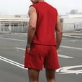 thumbnail image 5 of Afdoent Mens 2 Piece Sets Summer Knit Sleeveless Vest And Shorts Sports Casual Thin Top Solid Color Vest Two Piece Set Beach Vacation Outfits, 5 of 5