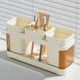 thumbnail image 5 of Organizador de soporte para cepillos de dientes | Estante de almacenamiento de baño con encimera de plástico | Múltiples compartimentos para pastas dentales | Diseño de drenaje | Compacto Portátil |, 5 of 6