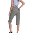 thumbnail image 5 of Karymi Jeans for Women Quick Dry Hiking Capri Pants, Elastic Waist Drawstring Outdoor Cropped Trousers with Multi Zipper Pockets, Cargo Pants for Travel Sweatpants Women, 5 of 8