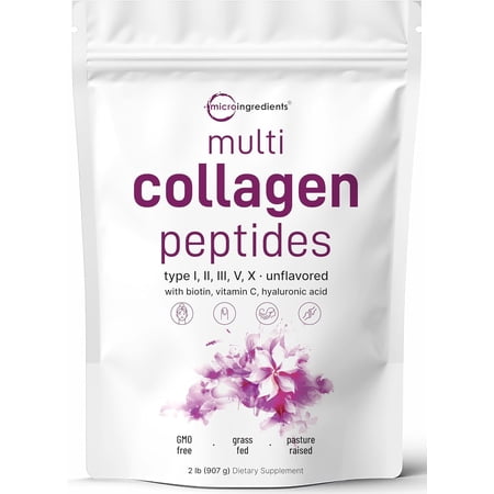 Micro Ingredients Hydrolyzed Collagen Powder  Type I & III  2 Pounds