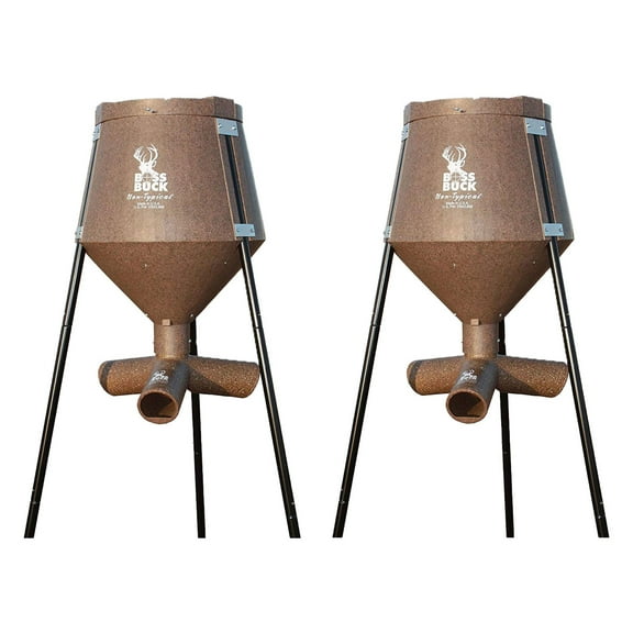 Boss Buck 200 lb Gravity Fed Tripod Corn & Protein Pellet Feeder (2 Pack)