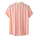 thumbnail image 4 of Blusa informal de manga corta con estampado de rayas y botones para la playa para hombre Pompotops  oipoqjl47936, 4 of 9