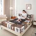 thumbnail image 4 of Homewish Western Cowboy Cowgirl Twin Sheet Sets, Brown Buffalo Patchwork Twin Fitted Sheet, Rustic Farmhouse Flat Sheet, Luxury Bedroom Decor, 3 Pieces, 4 of 7