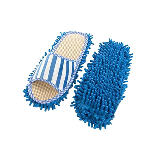Chaussons en Velours Corail Rayé Lavables en Machine, Chaussons en Chenille et Lin pour Lavage
