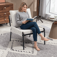thumbnail image 5 of PAPROOS Accent Chair, Modern Arm Chair Braided Upholstered Reading Chair Lounge Chair with Metal Frame for Living Room Bedroom Sunroom, Beige #2, 5 of 10