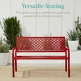 thumbnail image 6 of Best Choice Products Indoor Outdoor Steel Garden Bench w/ Geometric Backrest, Foot Levelers - Rose Red, 6 of 8