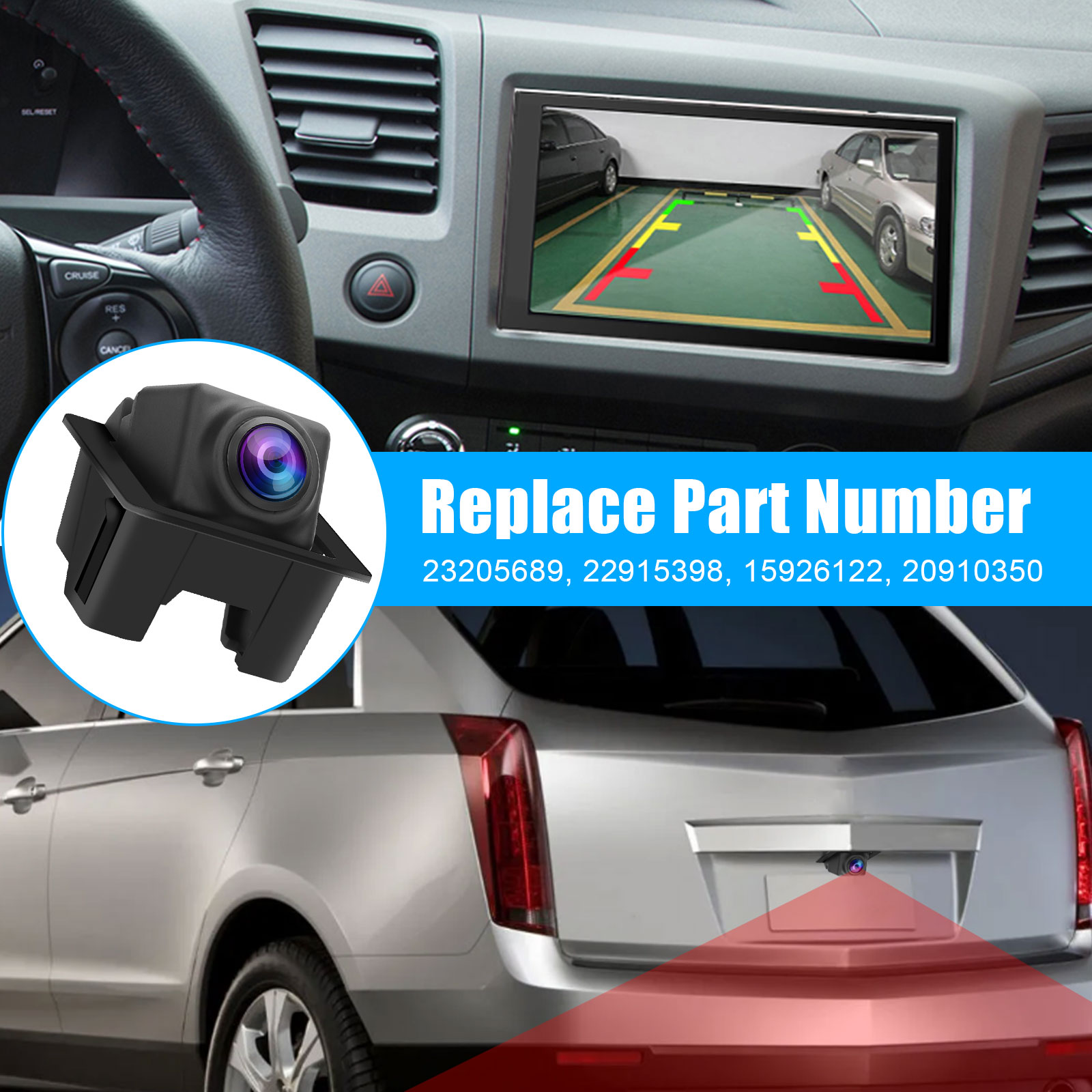 Rear View Backup Camera for Cadillac SRX, TSV Back Up Parking Assist Cam  23205689, 22915398, 15926122, 20910350 Replacement for 2010 2011 2012 2013 