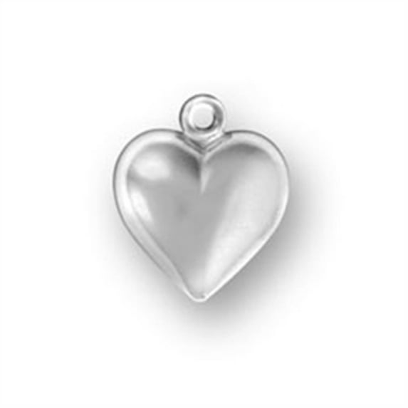 Sterling Silver 16" 1.2mm Box Chain Small Puffed Heart Pendant Necklace