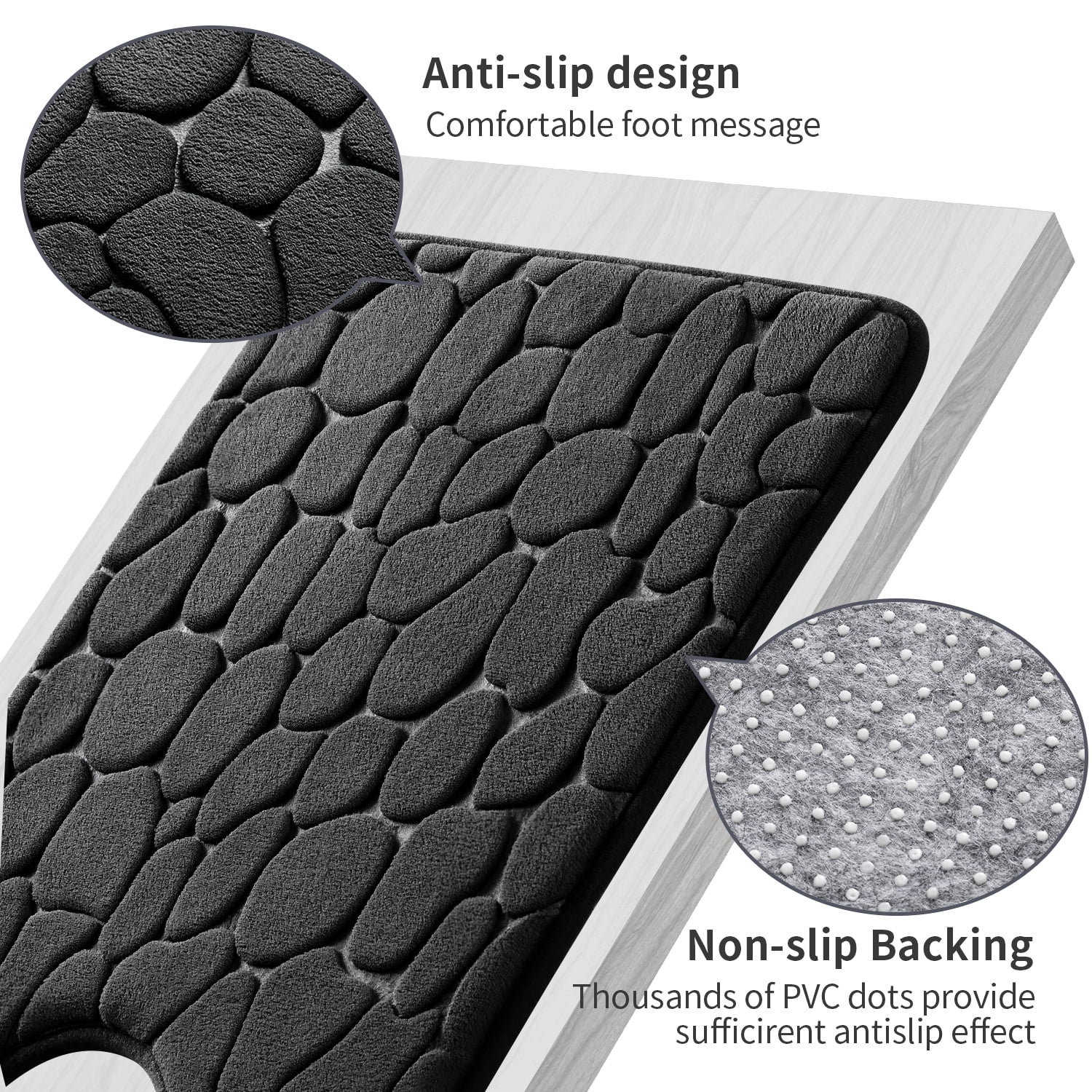 ChakmeOne Bath Mats for Bathroom Floor, Bath Mat for Tub Non Slip - 3 Pieces Super Soft Absorbent Memory Foam Bathroom Rug Set for Shower Tub and Home Decor Accessories