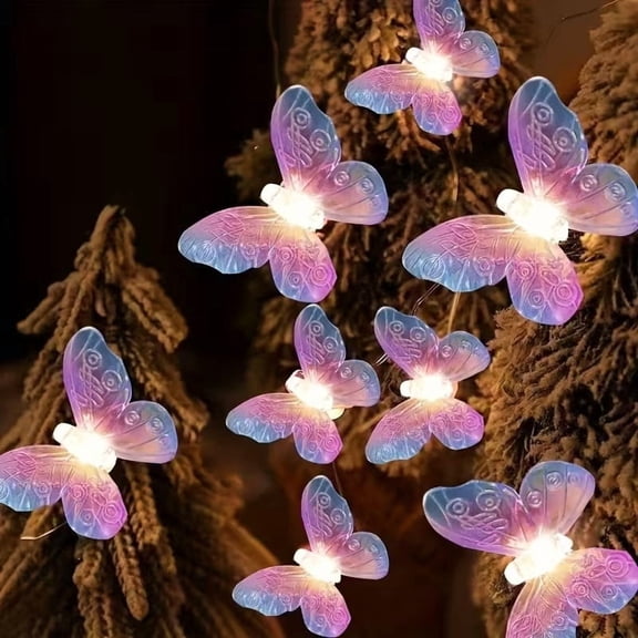 33ft LED Butterfly String Lights - 100 Warm White Fairy Lights