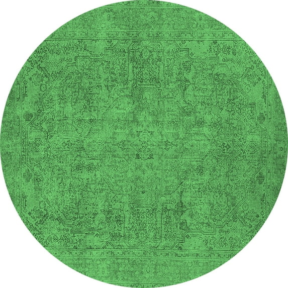 Ahgly Company Indoor Round Oriental Emerald Green Industrial Area Rugs, 6' Round