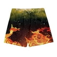 thumbnail image 5 of Ecqkame Men's Swim Shorts Casual Loose Flame Printing Loose Sports Shorts Fashion Elastic Waist Drawstring Beach Shorts Yellow-C S, 5 of 9