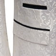 thumbnail image 5 of Mens 2 Piece Floral Jacquard Dress Suit Set 1 Button Print Dinner Jacket Pants-White, 5 of 8