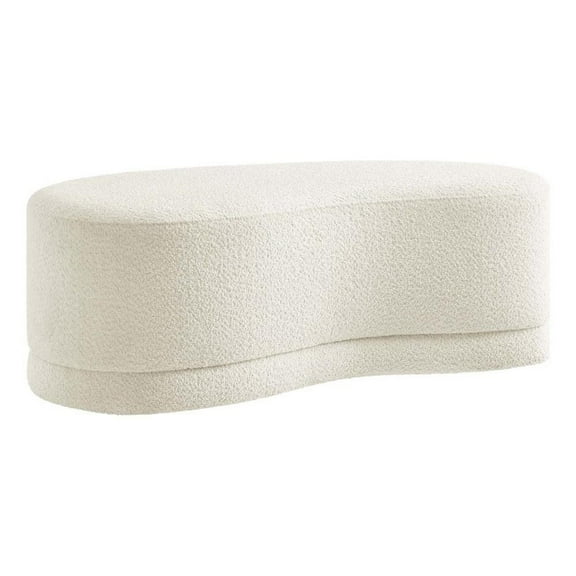Bowery Hill Contemporary 48" Upholstered Ottoman Bench in Cream