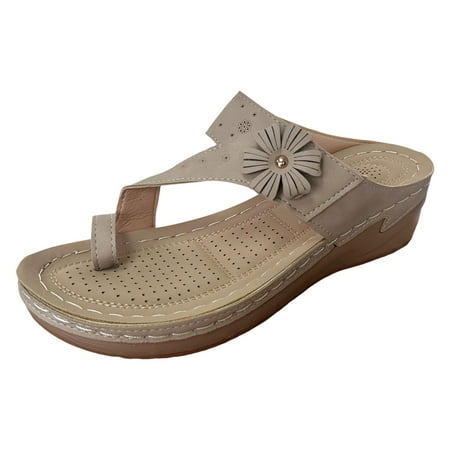 

PEASKJP Sandals for Women Casual Summer Women s Braided Flat Sandals Fashion Flip Flop Shoes Roman Gladiator Slip On Summer Flats (Beige 9)