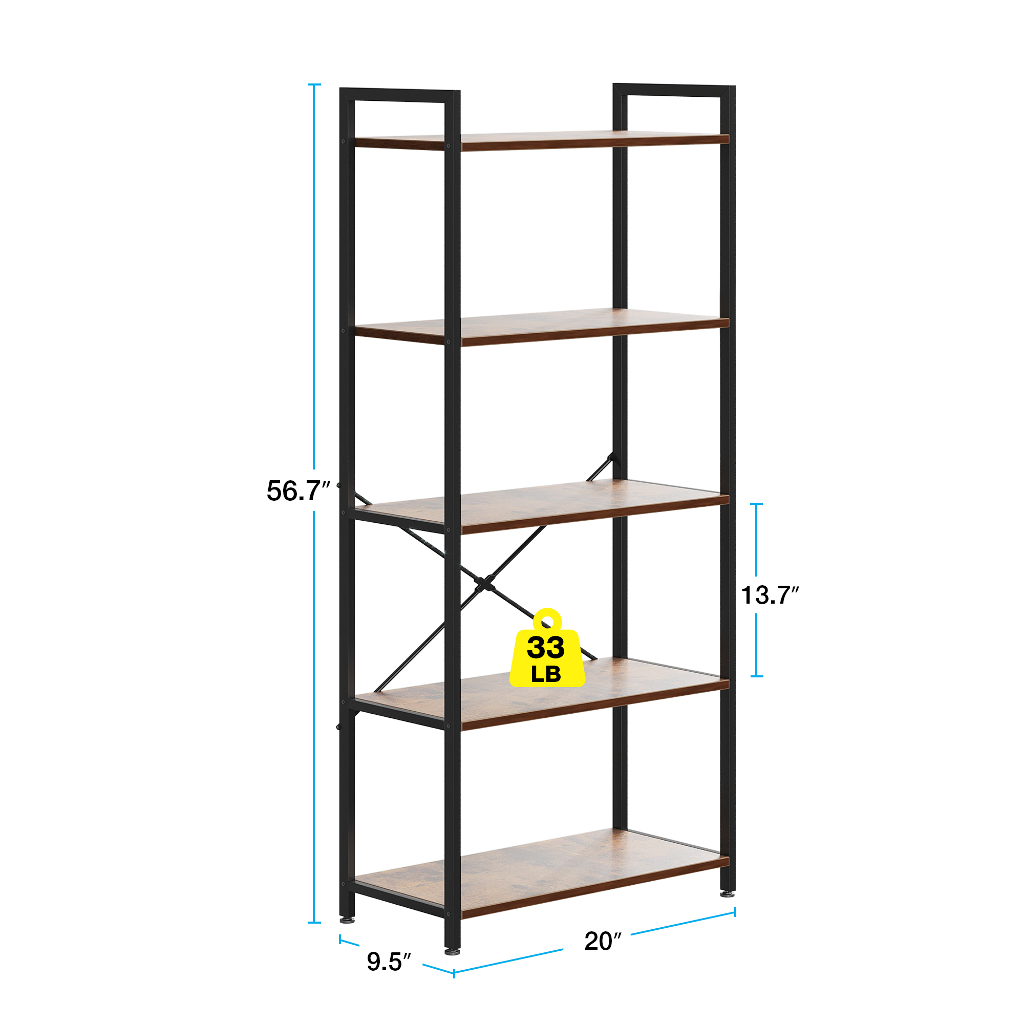 Casacomoda 5-Tier Freestanding Bookshelf, Vintage photo 2