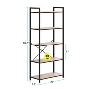 Casacomoda 5-Tier Bookshelf, Freestanding Book Shelf, Home Office Bookcase, Storage Shelving Unit for Bedroom, Living Room, Vintage