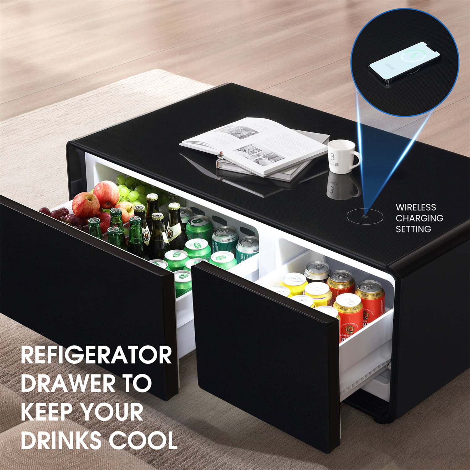 Modern Smart Coffee Table With Built-Inch Fridge, Bluetooth Speaker, W —  Brother's Outlet