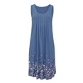 thumbnail image 1 of BJYX Robe Sans Manches Plissée Col Carré Imprimé Floral Ample Femmes Été Boho Robe Midi Courte Soirée Fête Plage Robe d'Été, 1 of 5