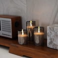 thumbnail image 3 of Glass Led Flameless Candles, Battery Candles, Pillar Candles Battery Operated With Remote Control And Timer, Electric Candles, Wax+grey Glass, Set Of, 3 of 5