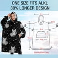 thumbnail image 4 of Oversized Wearable Blanket Hoodie,Black White Cat Rose Moon Star Pattern Sherpa Blanket Hoodie with Super Pockets,Super Warm Fuzzy Pullover for Women & Men, 4 of 6